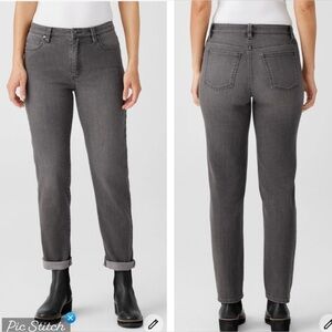 Eileen Fisher Organic Cotton Stretch High Waisted Jeans Carbon Grey